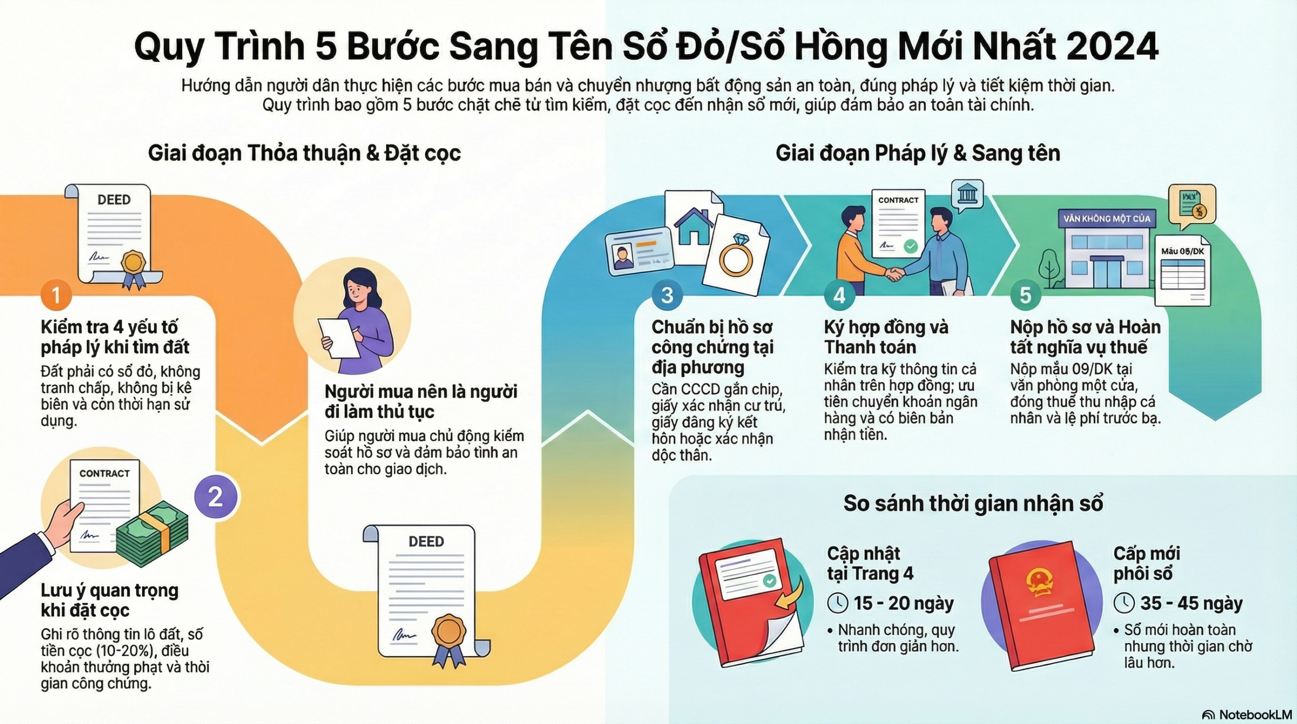 Infographic quy trình các bước làm và sang tên sổ đỏ cho đất nông nghiệp