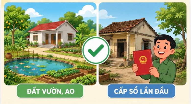 Hai trường hợp được miễn tiền sử dụng đất theo luật đất đai: đất vườn ao và cấp sổ lần đầu