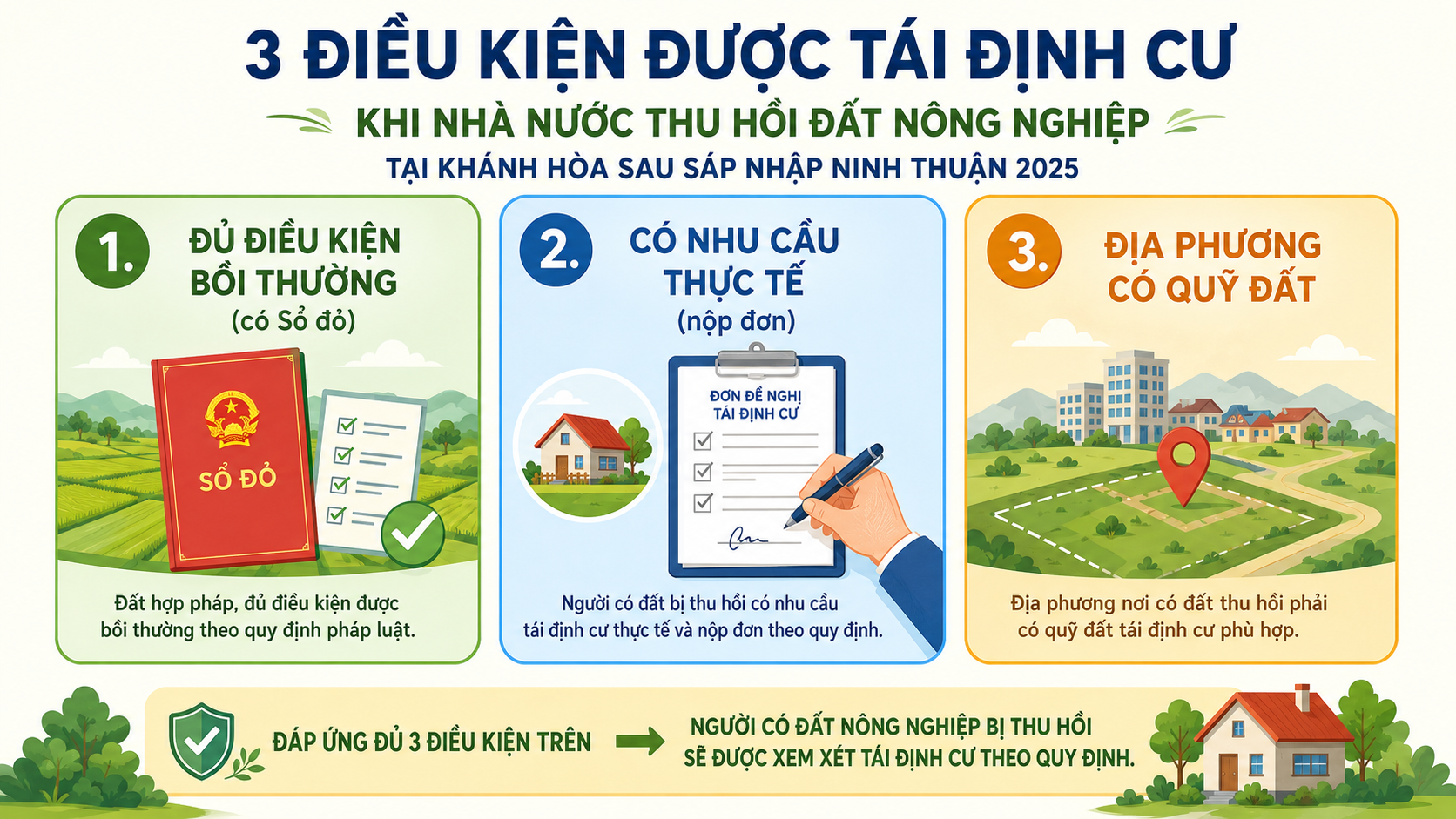 3 điều kiện được tái định cư khi Nhà nước thu hồi đất nông nghiệp