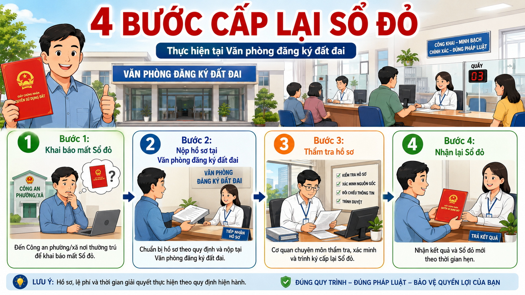 4 bước cấp lại Sổ đỏ đất nông nghiệp tại Văn phòng đăng ký đất đai