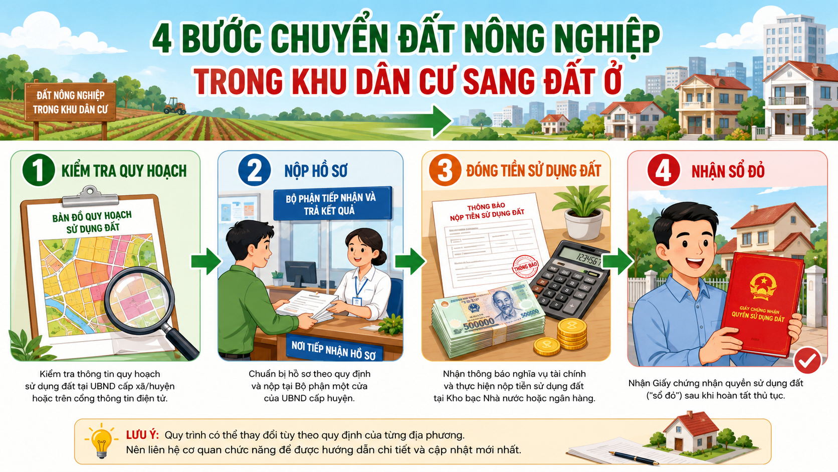 4 bước chuyển đất nông nghiệp trong khu dân cư sang đất ở