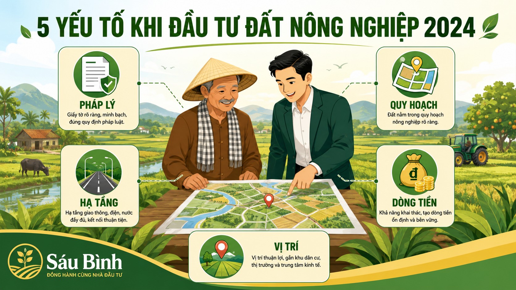 5 yếu tố khi đầu tư đất nông nghiệp: pháp lý, quy hoạch, hạ tầng, dòng tiền, vị trí