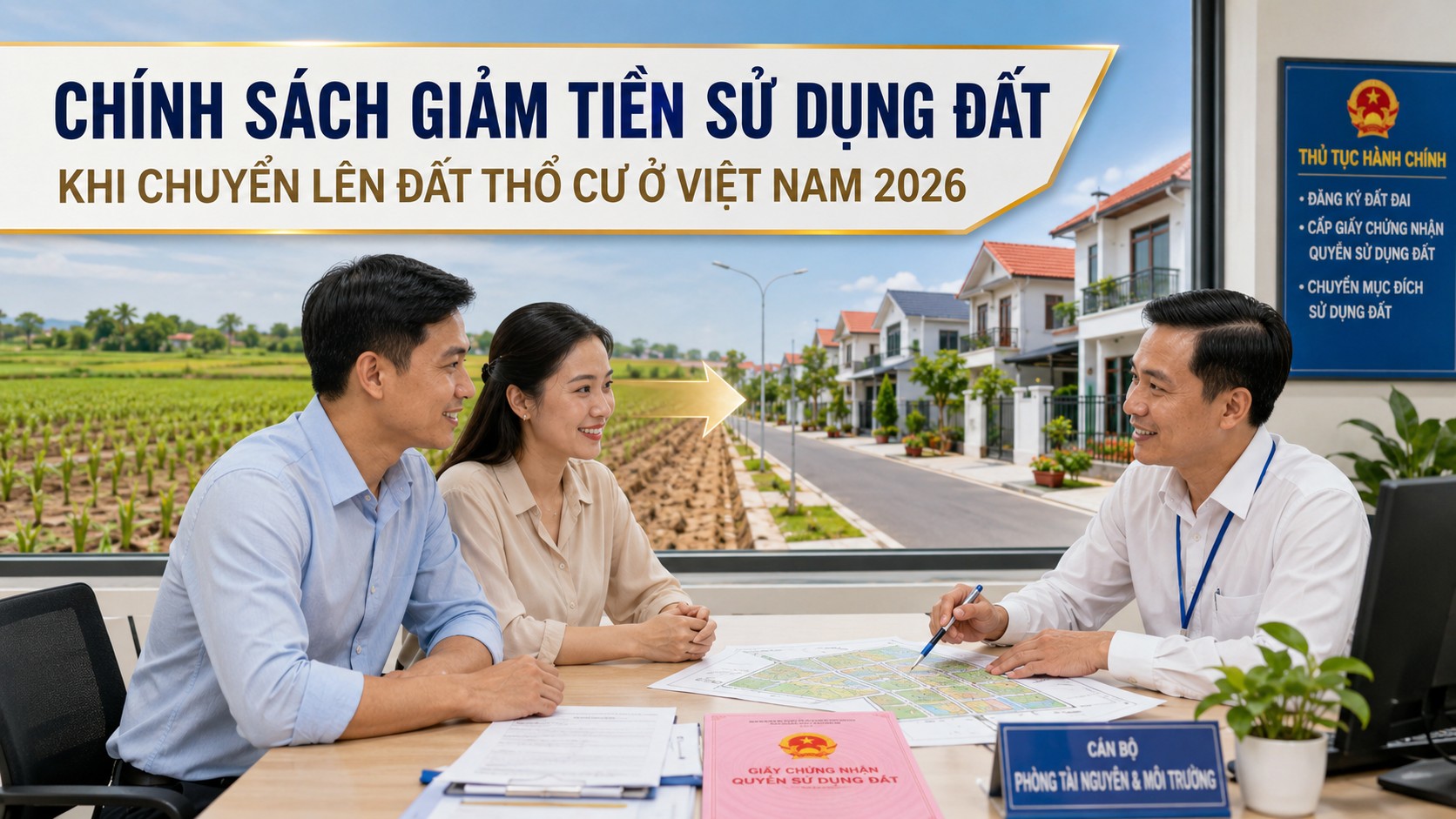 Chính sách giảm tiền sử dụng đất nông nghiệp khi chuyển lên đất thổ cư tại Việt Nam 2026