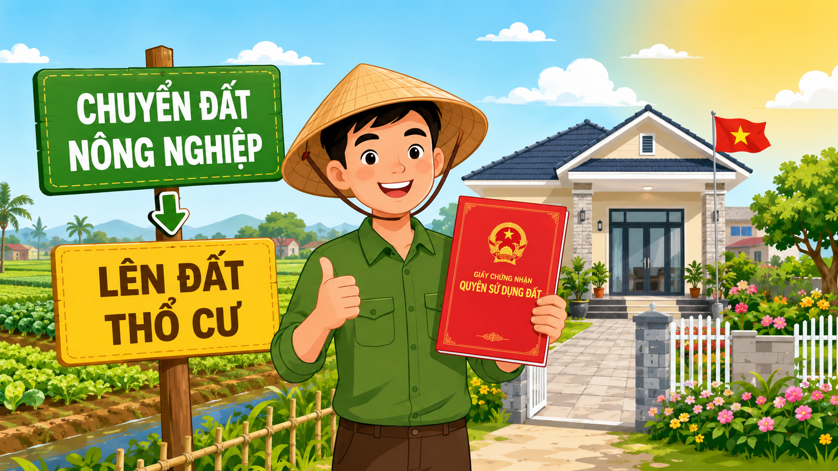 Chuyển đất nông nghiệp lên đất thổ cư theo Luật Đất đai 2024