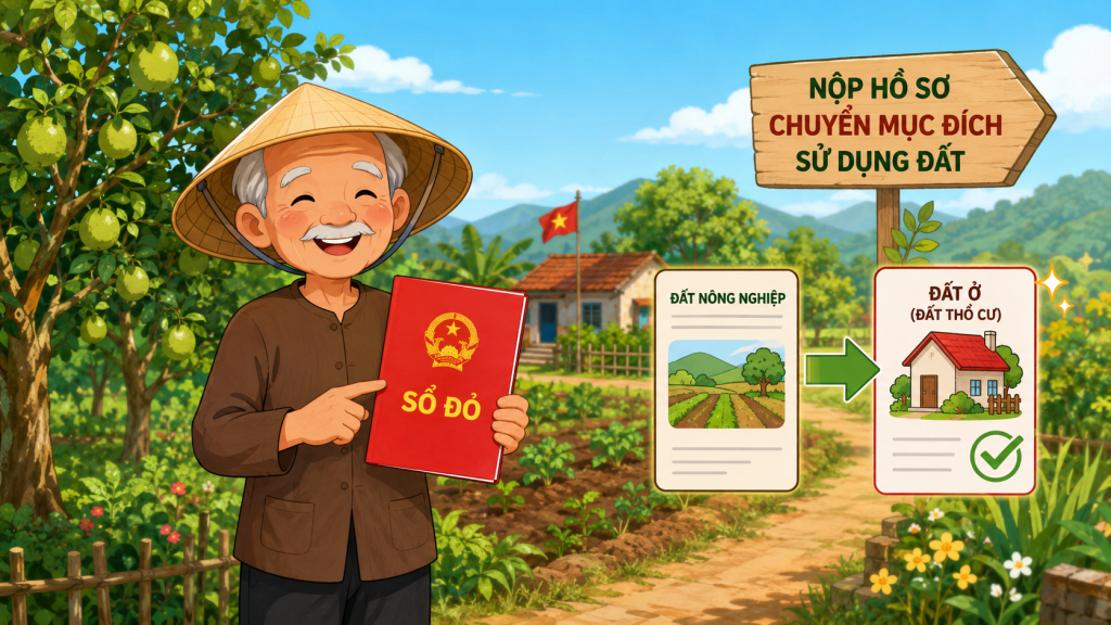 Nộp hồ sơ chuyển mục đích sử dụng đất nông nghiệp lên đất thổ cư