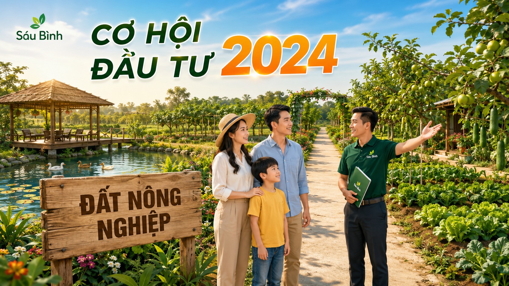 Cơ hội đầu tư đất nông nghiệp 2024 - gia đình tham quan farmstay vườn cây