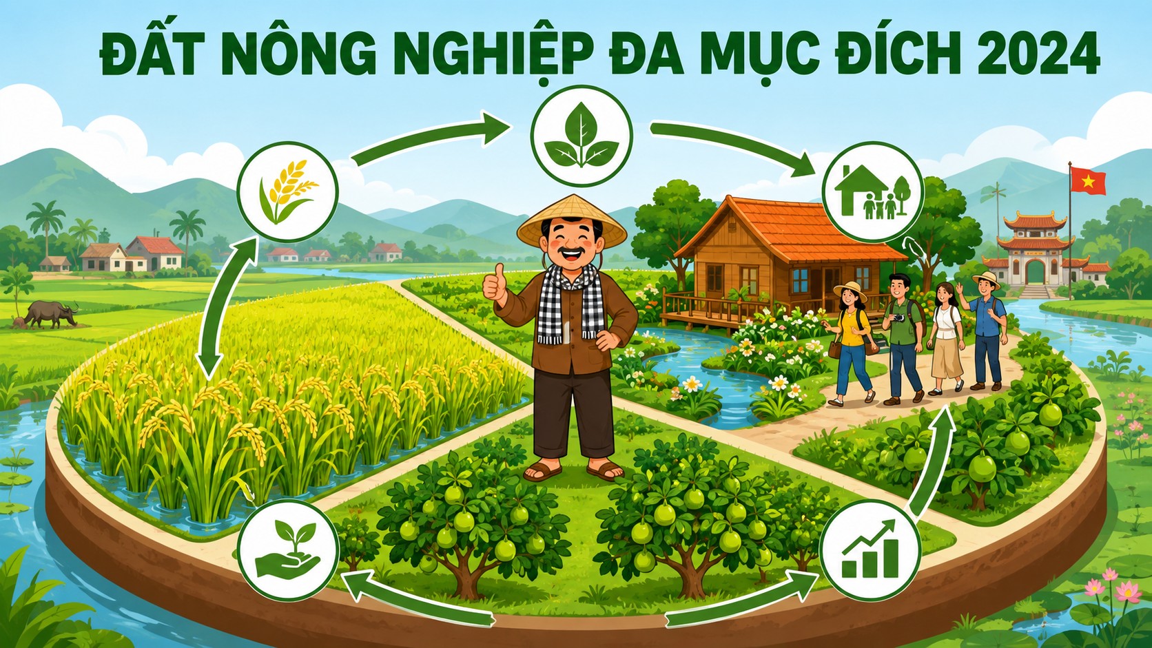 Infographic đất nông nghiệp đa mục đích 2024: trồng lúa, làm farmstay du lịch sinh thái và trồng cây lâu năm