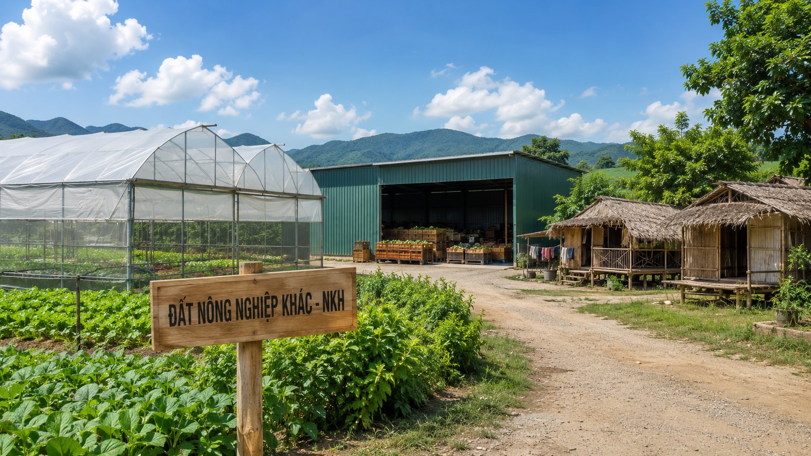 Đất nông nghiệp khác (NKH) với nhà kính và kho nông sản