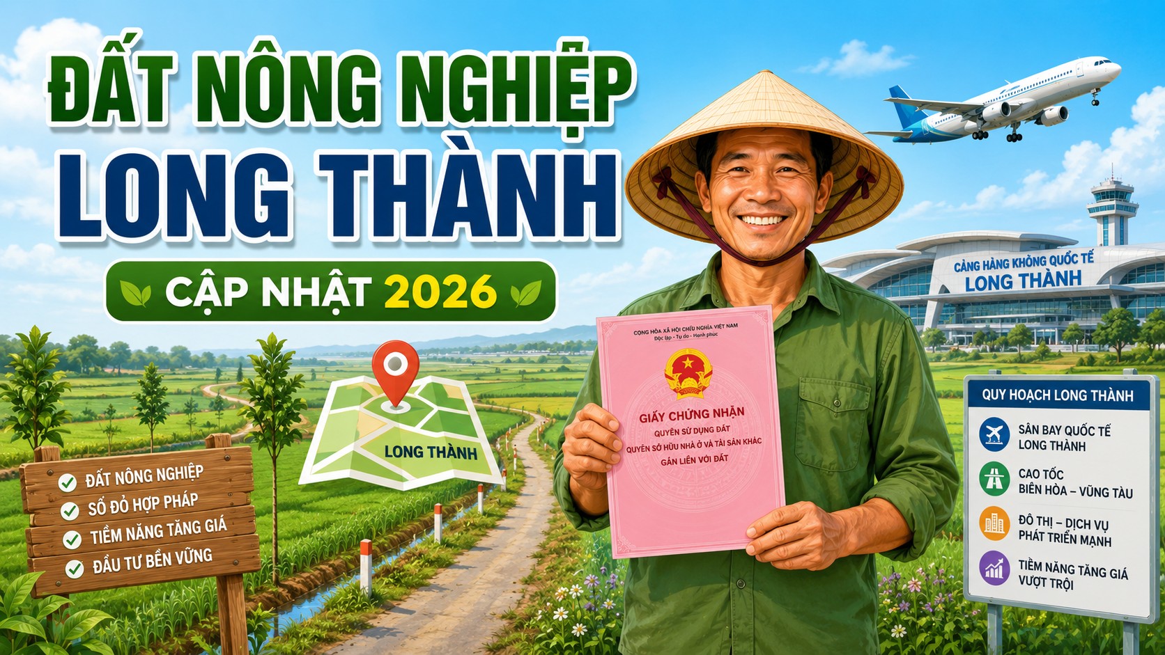Đất nông nghiệp Long Thành cập nhật 2026 sổ đỏ hợp pháp tiềm năng tăng giá