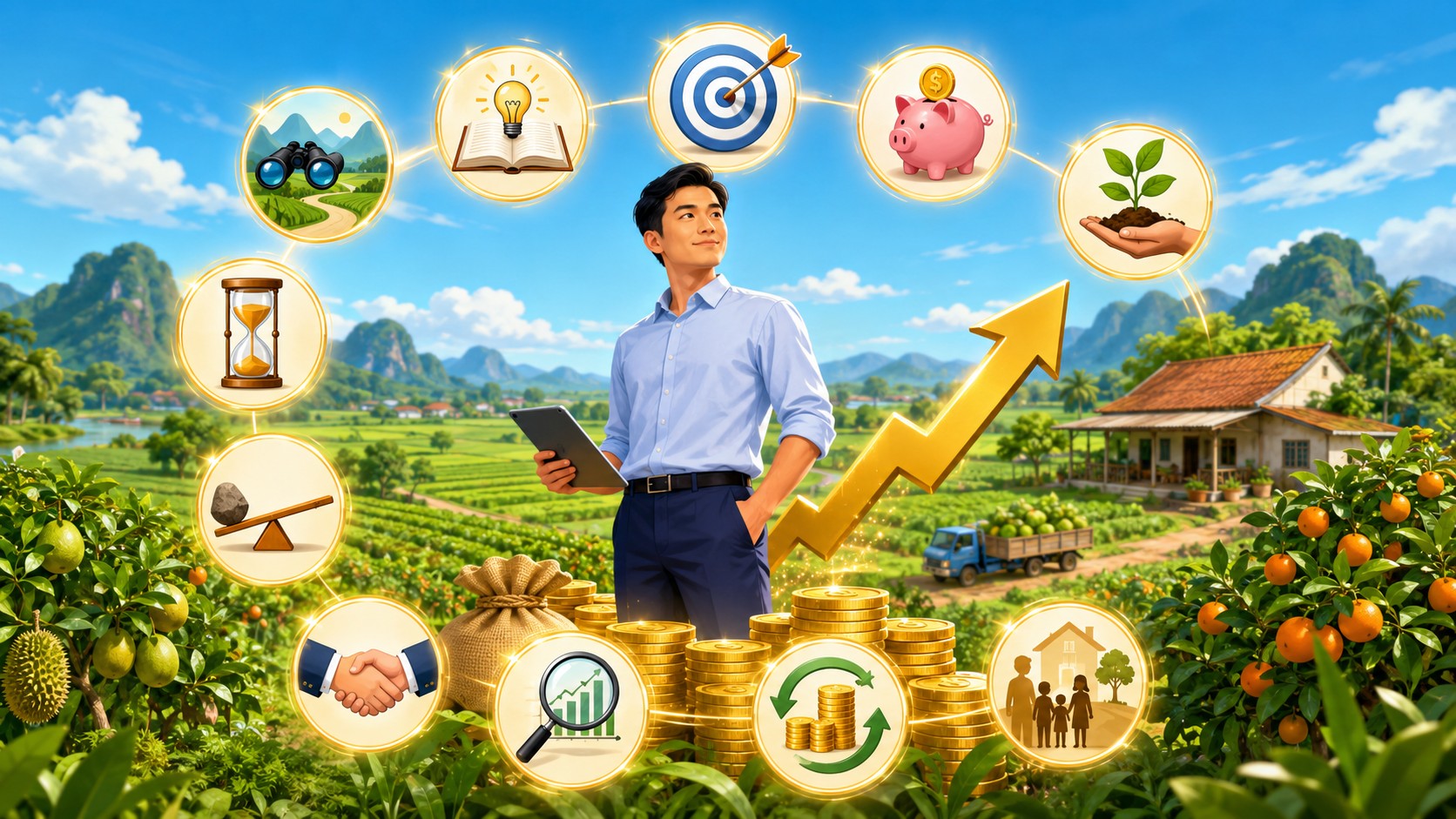 Minh họa 11 tư duy làm giàu của người Do Thái áp dụng cho đất nông nghiệp