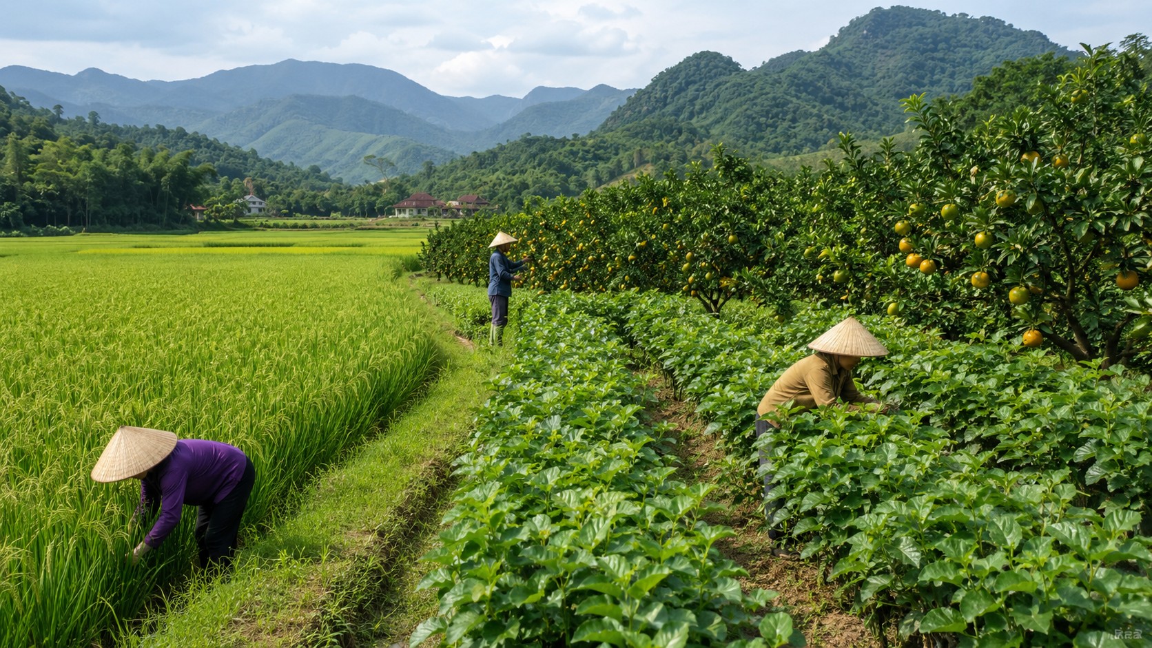 Chuyển đổi đất nông nghiệp từ đất lúa sang vườn cam bưởi và dâu tằm tại Tuyên Quang