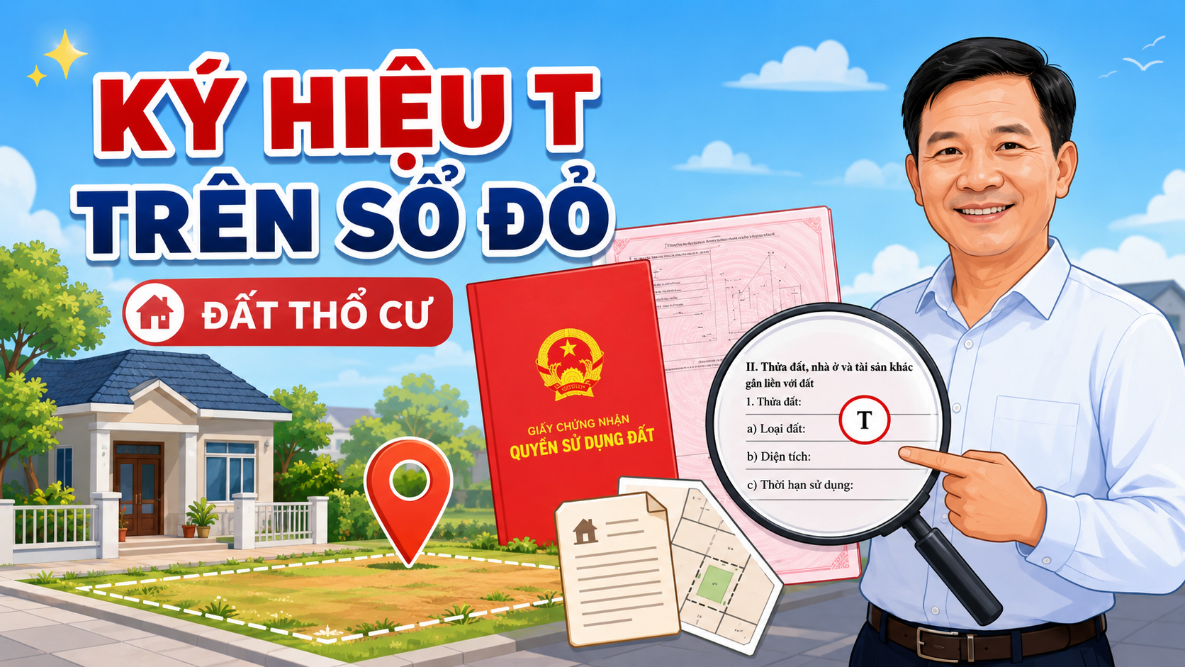 Đất thổ cư là đất ở, ký hiệu chữ T trên sổ đỏ