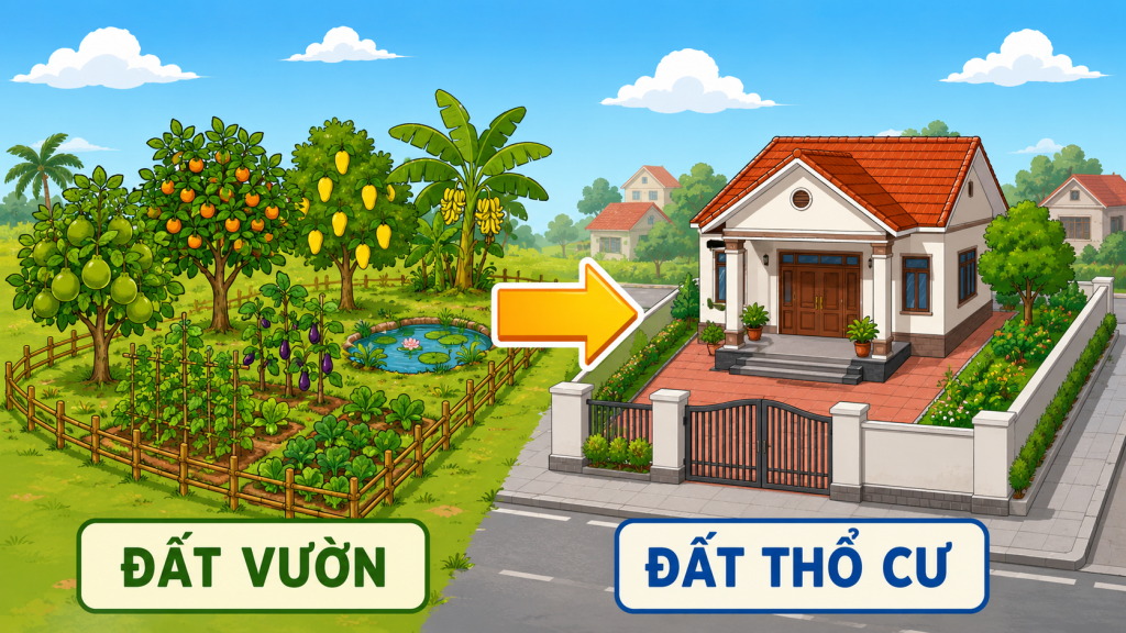 Chuyển đất vườn (đất nông nghiệp) lên đất thổ cư theo Luật Đất đai 2024