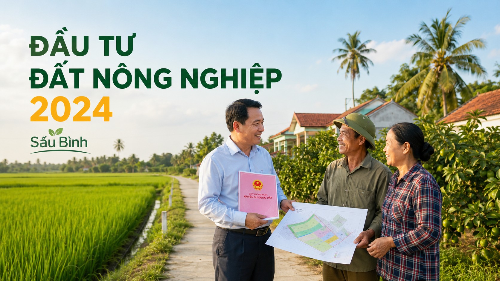 Đầu tư đất nông nghiệp 2024 - người dân xem sổ đỏ và bản đồ quy hoạch
