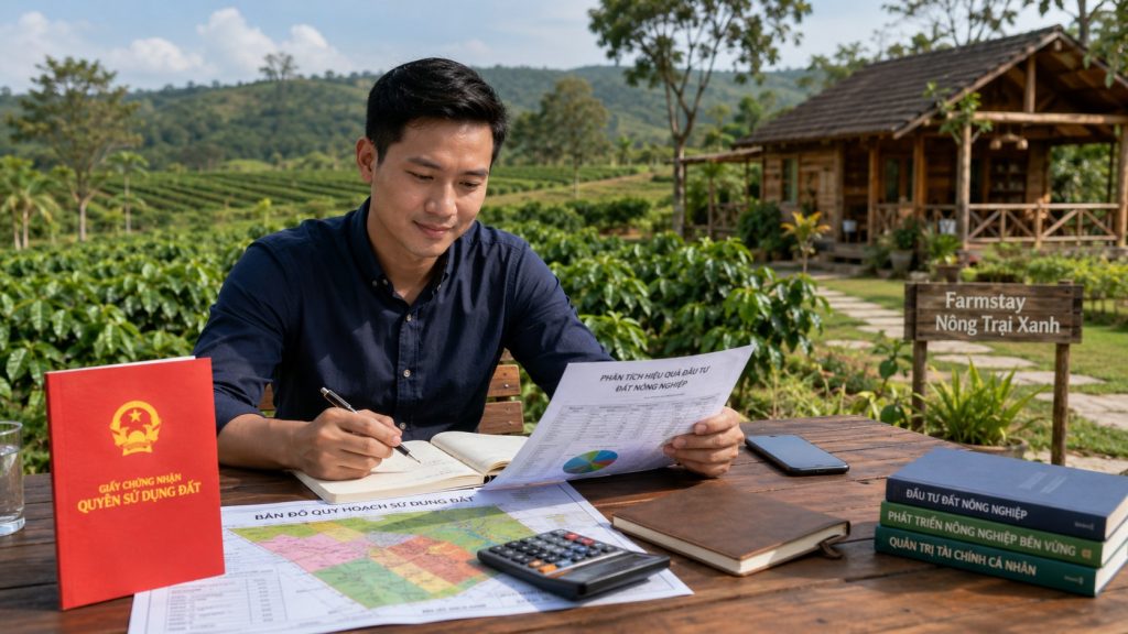 Nhà đầu tư phân tích hiệu quả đầu tư đất nông nghiệp bên cạnh farmstay