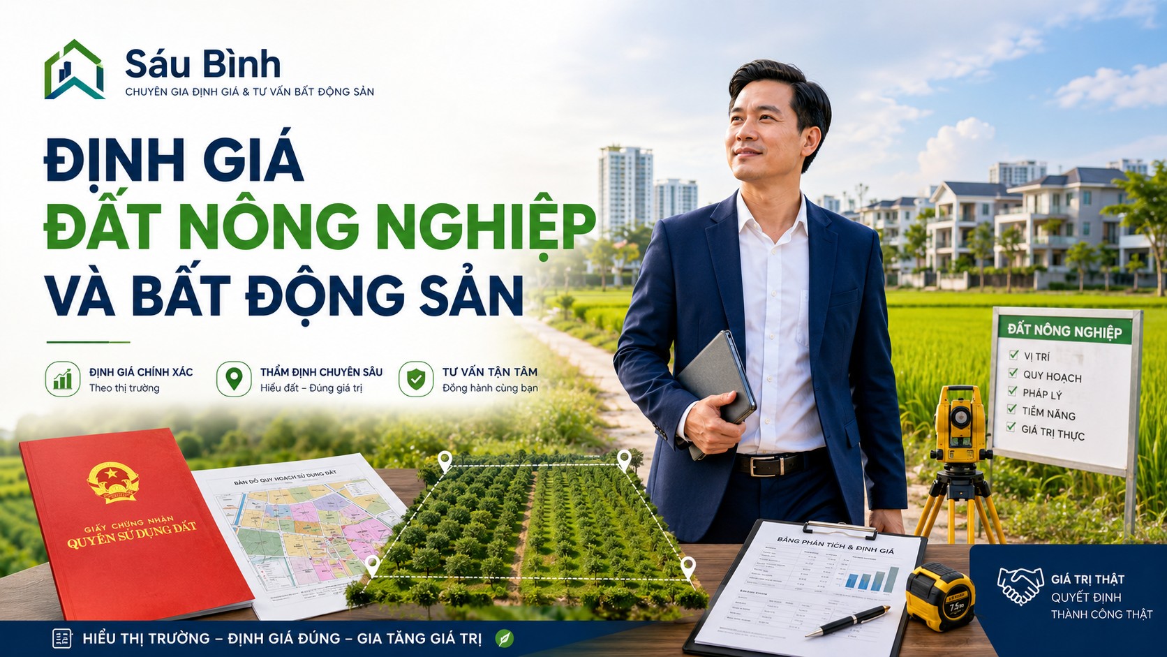 Định giá đất nông nghiệp và bất động sản chuẩn xác cùng chuyên gia Sáu Bình