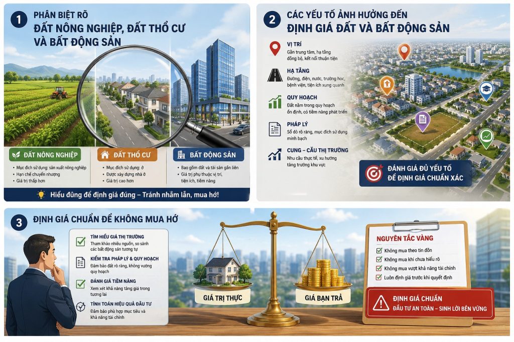 Cách định giá đất nông nghiệp, đất thổ cư và bất động sản chuẩn để không mua hớ