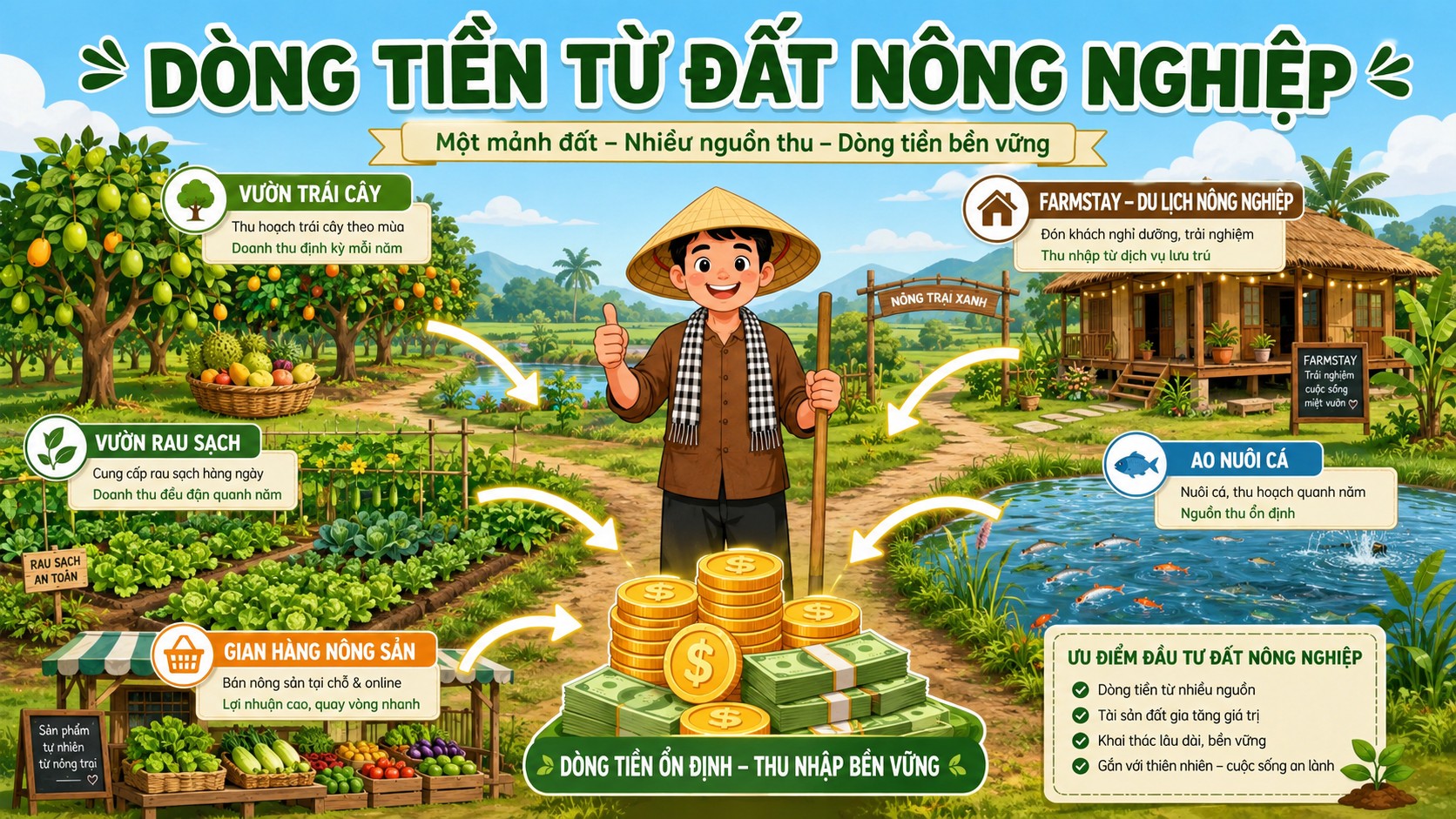 Dòng tiền từ đất nông nghiệp với nhiều nguồn thu bền vững