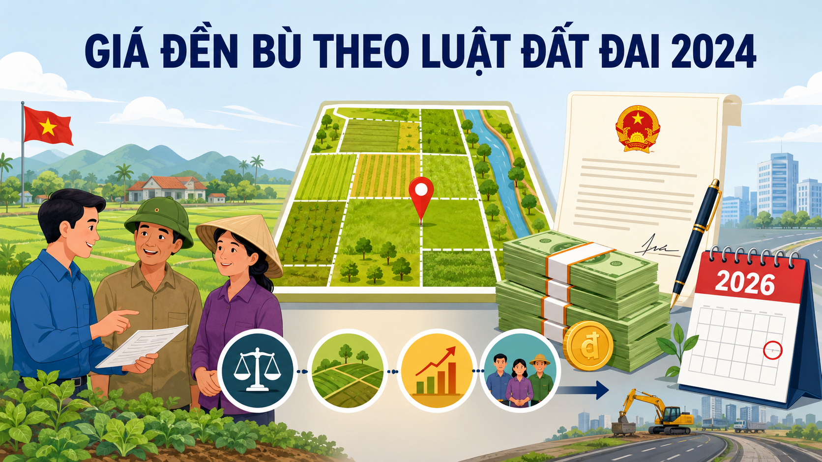 Cách tính giá đền bù đất nông nghiệp theo Luật Đất đai 2024