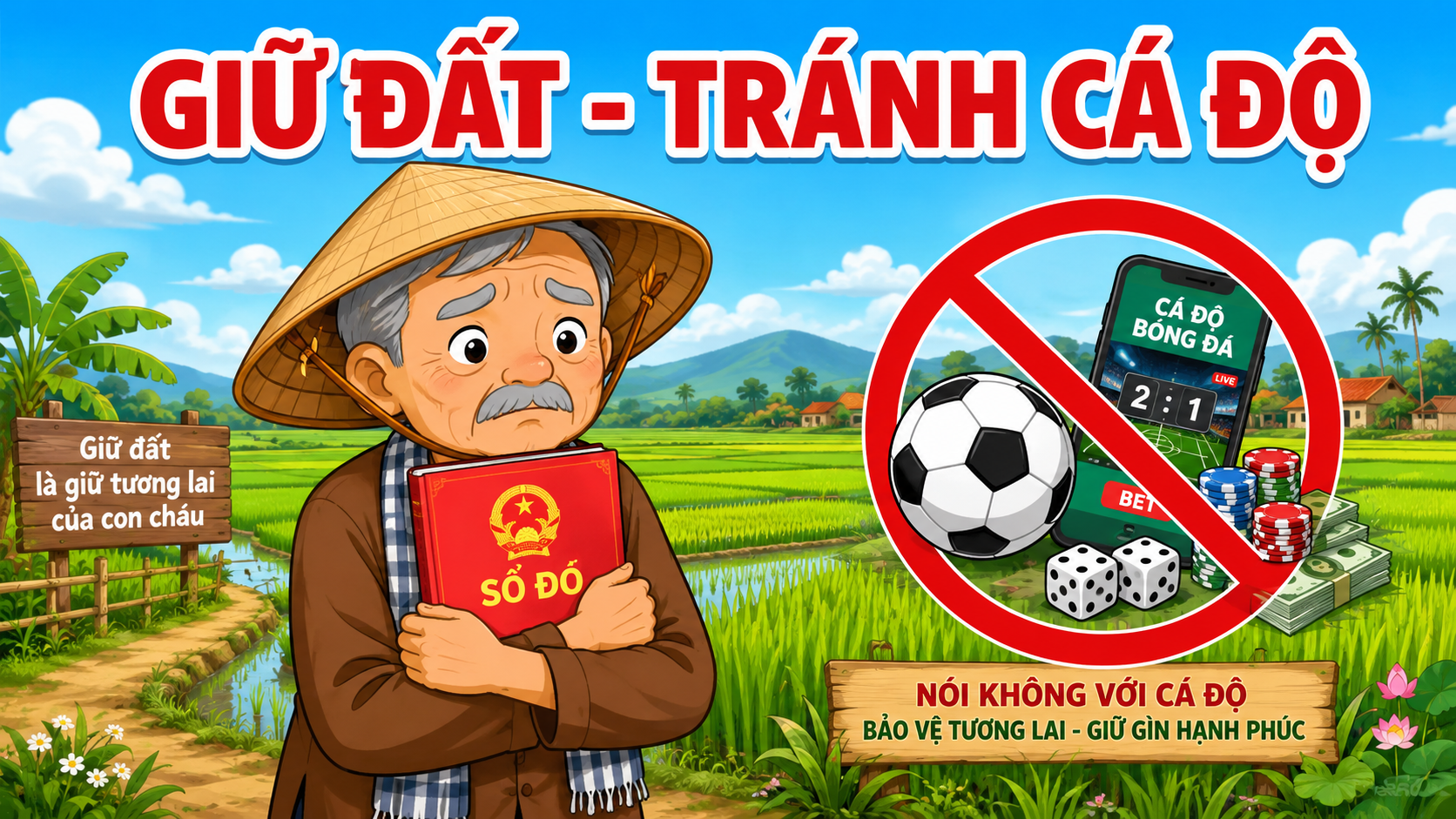 Giữ đất nông nghiệp tránh cá độ bóng đá - bảo vệ Sổ đỏ