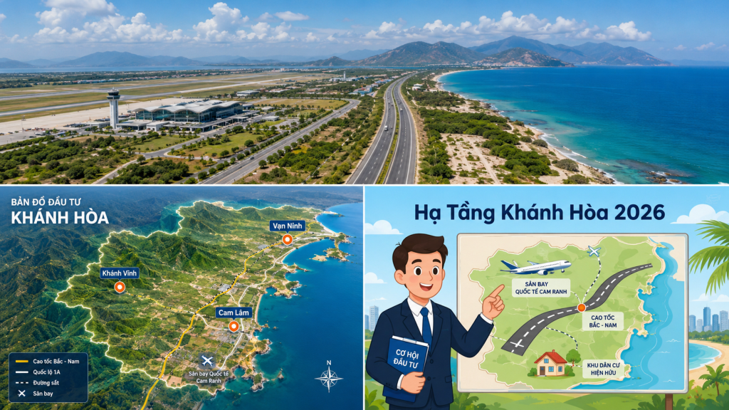 Hạ tầng Khánh Hòa 2026: cao tốc Bắc - Nam, sân bay Cam Ranh và bản đồ đầu tư đất Cam Lâm, Vạn Ninh, Khánh Vĩnh