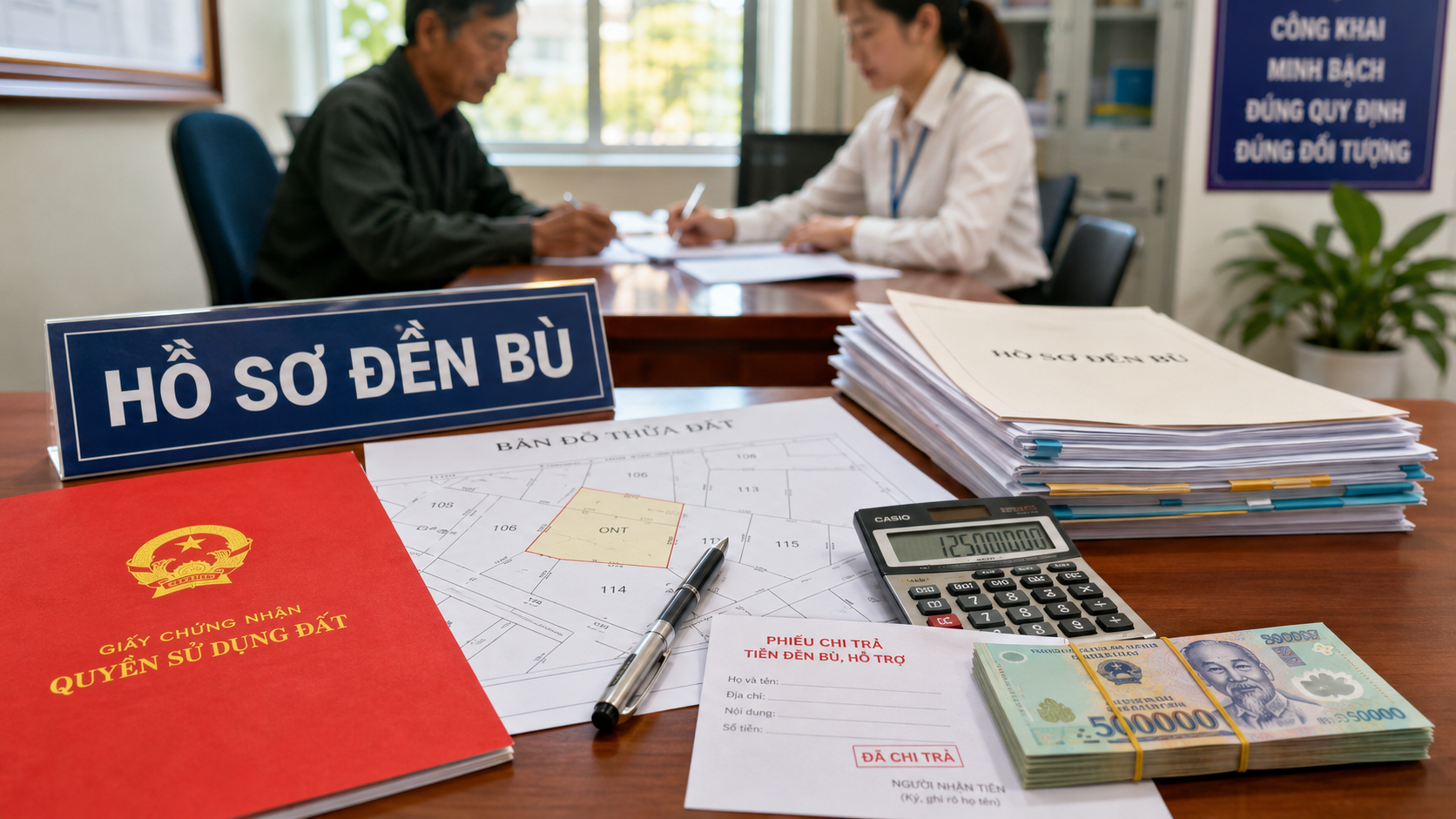 Hồ sơ đền bù đất nông nghiệp và phiếu chi trả tiền đền bù, hỗ trợ