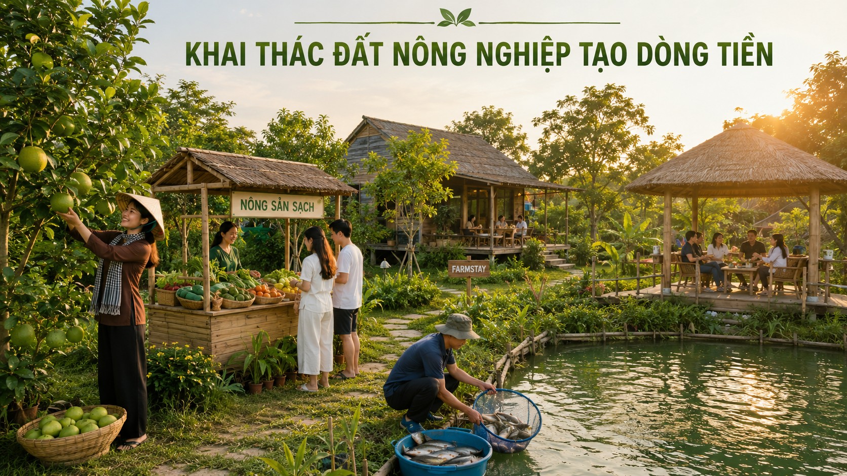 Khai thác đất nông nghiệp tạo dòng tiền từ farmstay và nông sản sạch