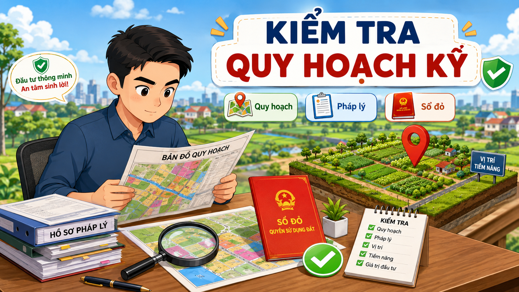 Nhà đầu tư kiểm tra quy hoạch, pháp lý và sổ đỏ trước khi mua đất nông nghiệp