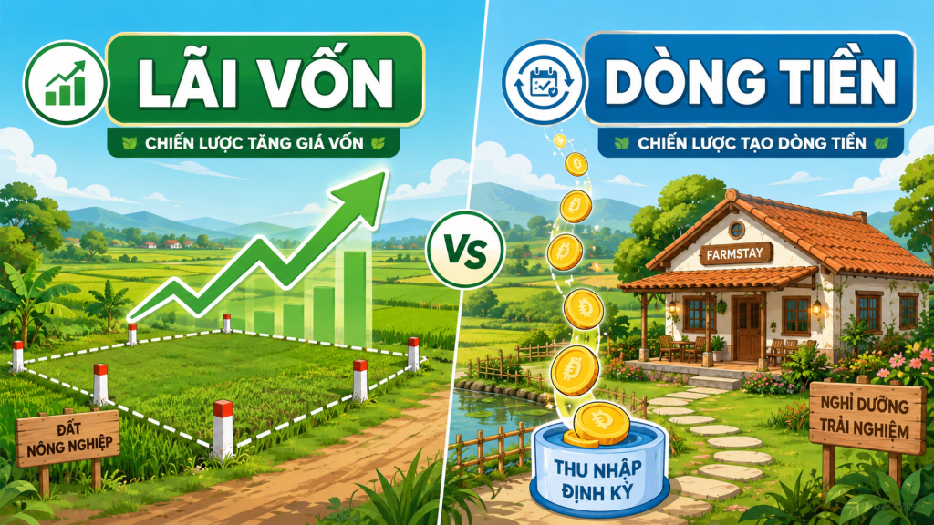 Đầu tư đất nông nghiệp: so sánh chiến lược lãi vốn và dòng tiền
