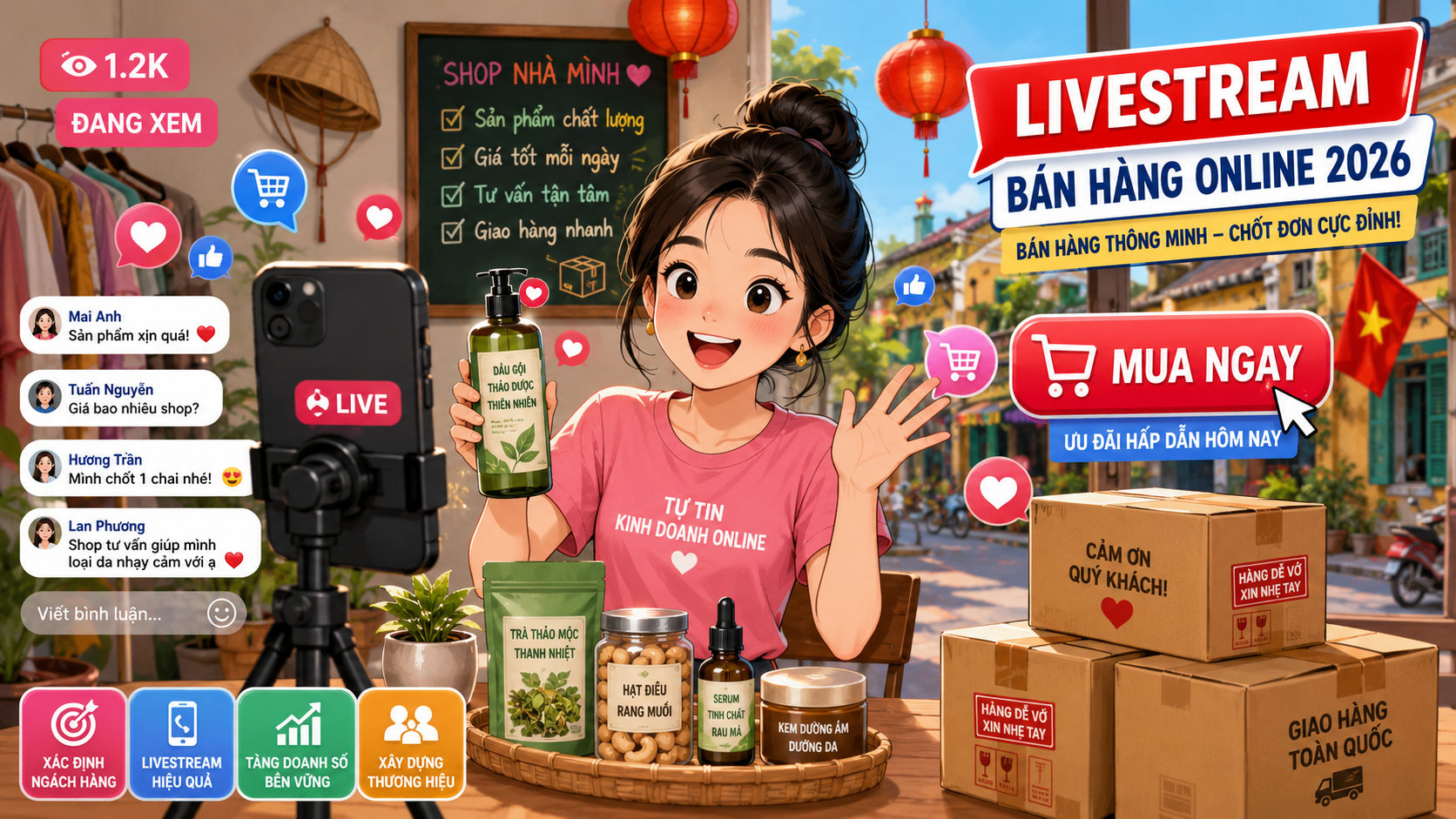Livestream bán hàng online 2026 chốt đơn trên điện thoại