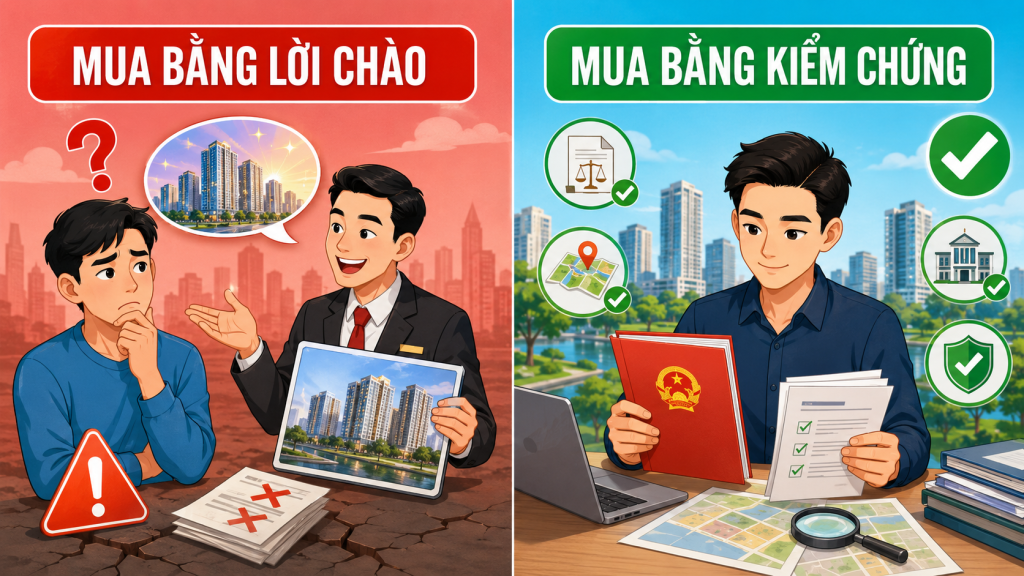 Kinh nghiệm đầu tư bất động sản: mua bằng lời chào so với mua bằng kiểm chứng