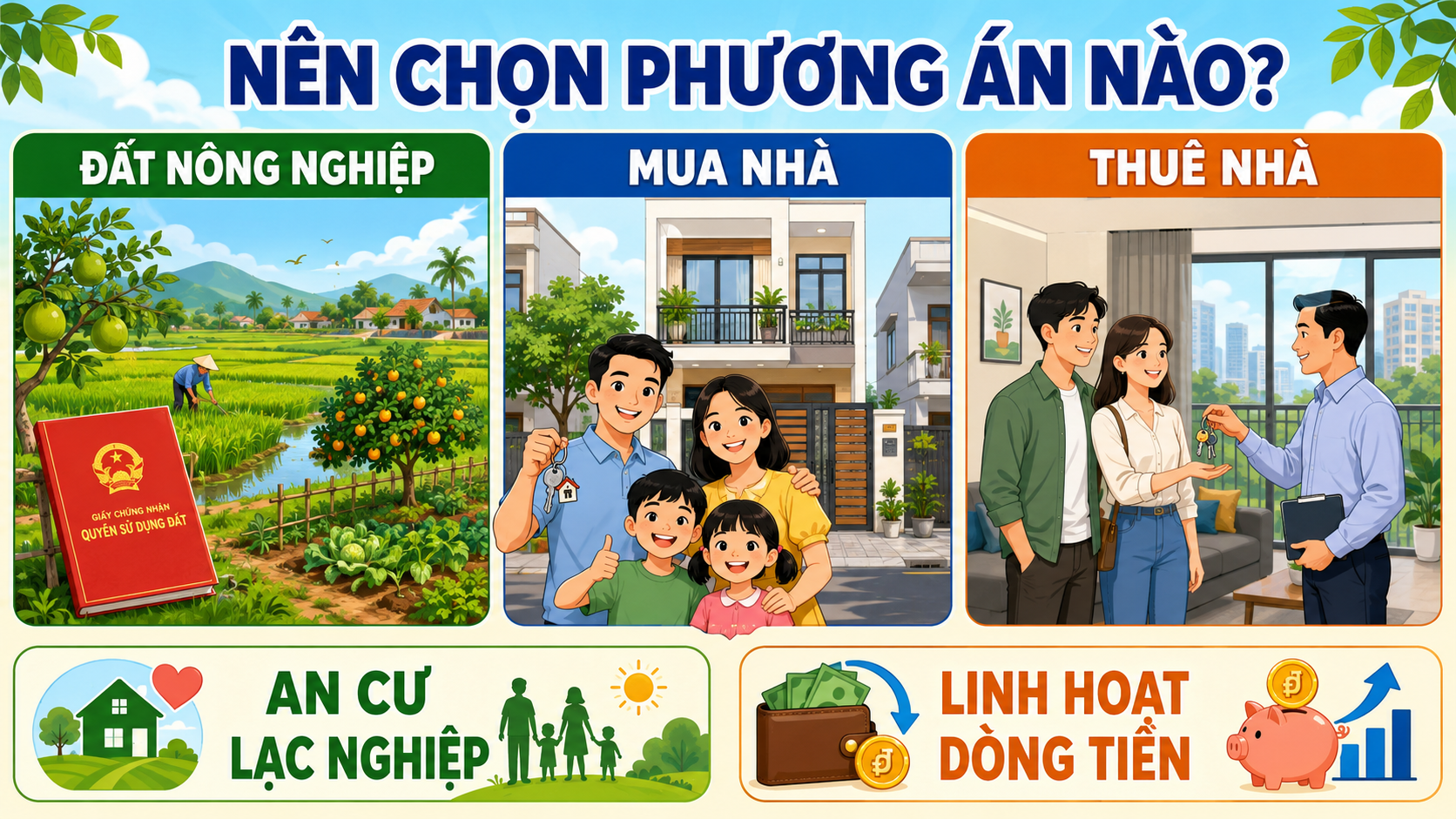 So sánh đất nông nghiệp, mua nhà và thuê nhà – nên chọn phương án nào
