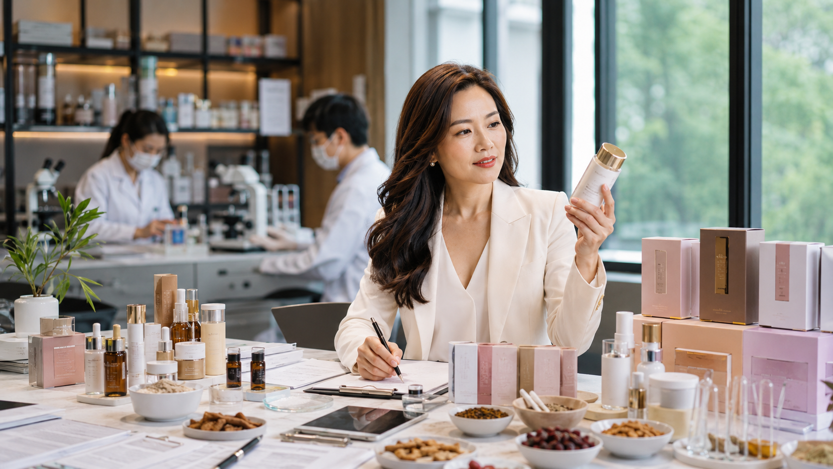 Nguyễn Thị Lan Phương kiểm tra mỹ phẩm và thực phẩm chức năng cao cấp Hàn Quốc