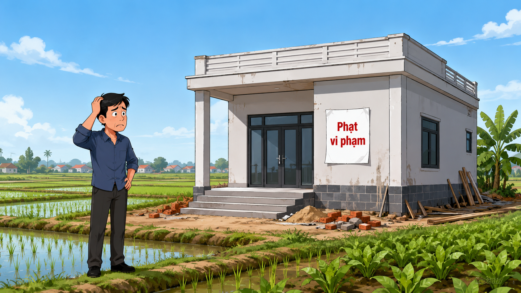 Nhà xây trái phép trên đất nông nghiệp bị phạt vi phạm