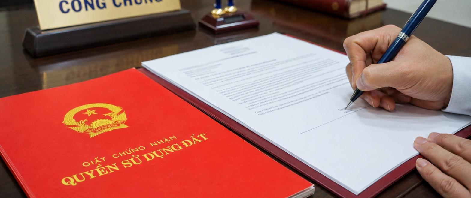 Ký hợp đồng chuyển nhượng đất và sổ đỏ tại văn phòng công chứng