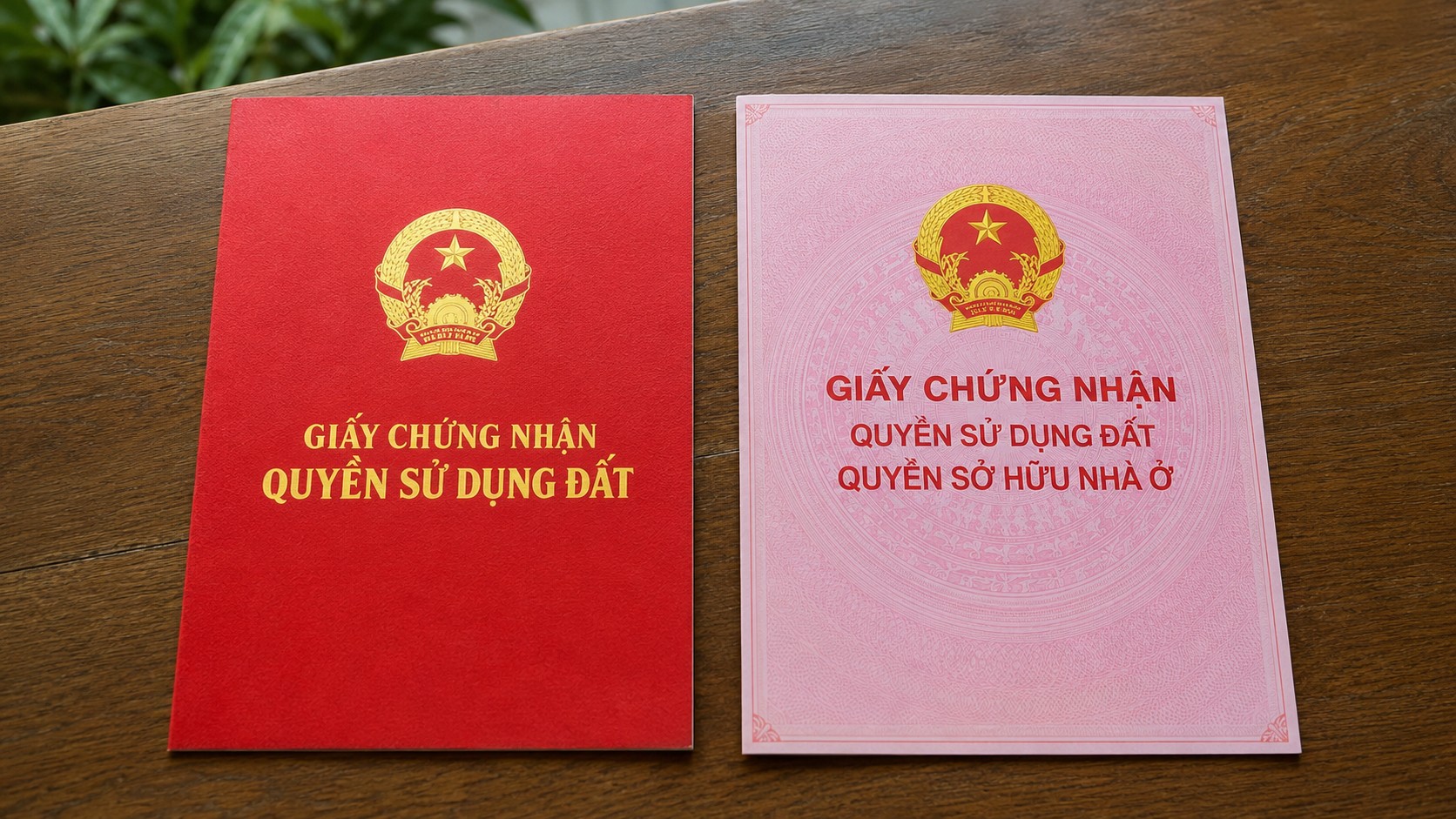 So sánh sổ đỏ và sổ hồng thật đặt cạnh nhau