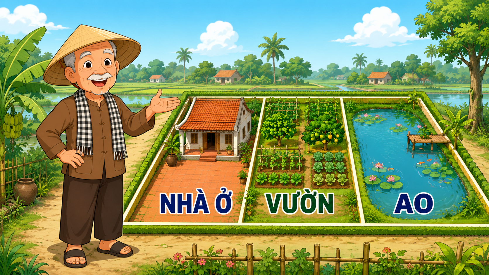 Sơ đồ thửa đất vườn ao gắn liền đất ở gồm nhà ở vườn và ao