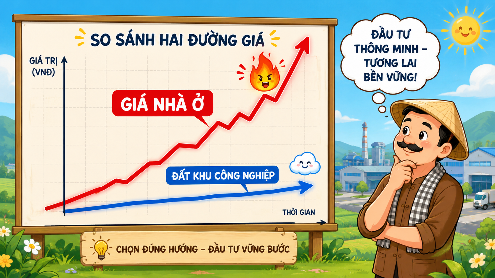 So sánh giá nhà ở tăng nóng và đất khu công nghiệp tăng điềm tĩnh trong bất động sản công nghiệp