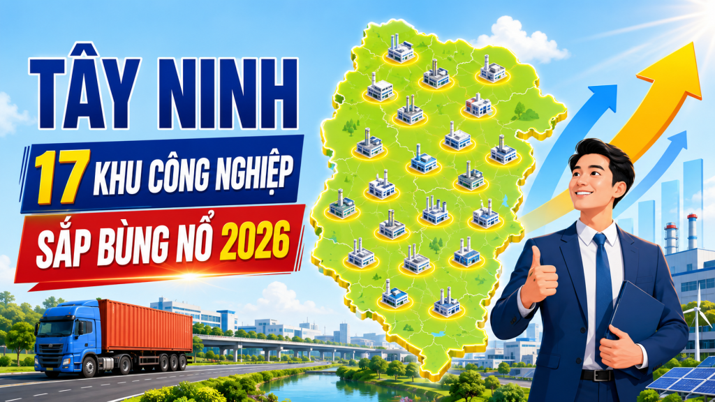 Tranh minh họa Tây Ninh 17 khu công nghiệp sắp bùng nổ 2026, cơ hội đầu tư bất động sản công nghiệp