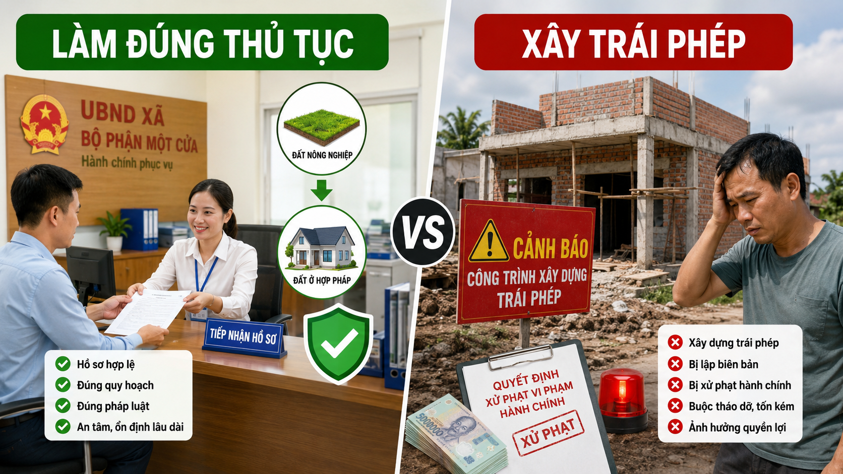 Làm đúng thủ tục chuyển đổi đất nông nghiệp so với xây dựng trái phép
