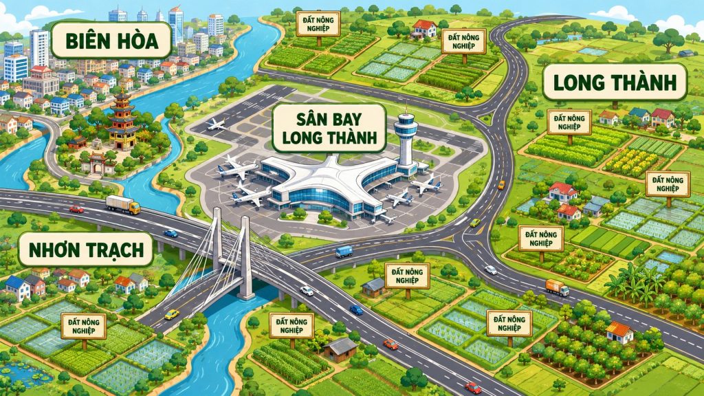 Bản đồ đất nông nghiệp quanh sân bay Long Thành, Nhơn Trạch và Biên Hòa