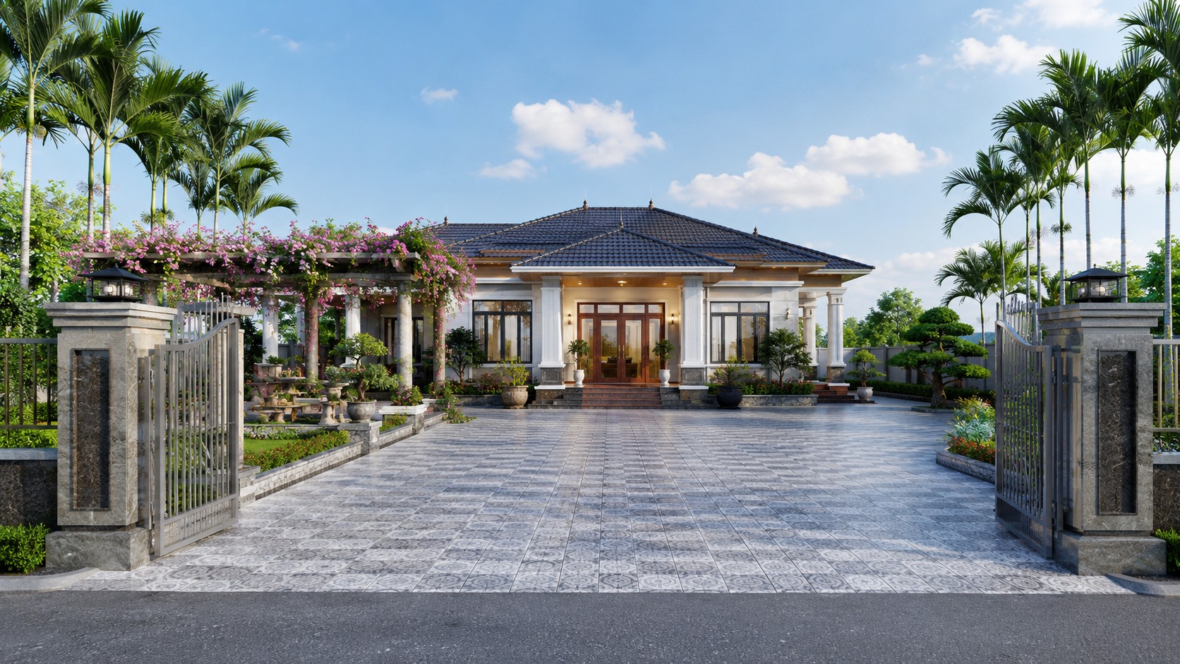 Biệt thự vườn mái Nhật 1 tầng đẹp tại Yên Lạc