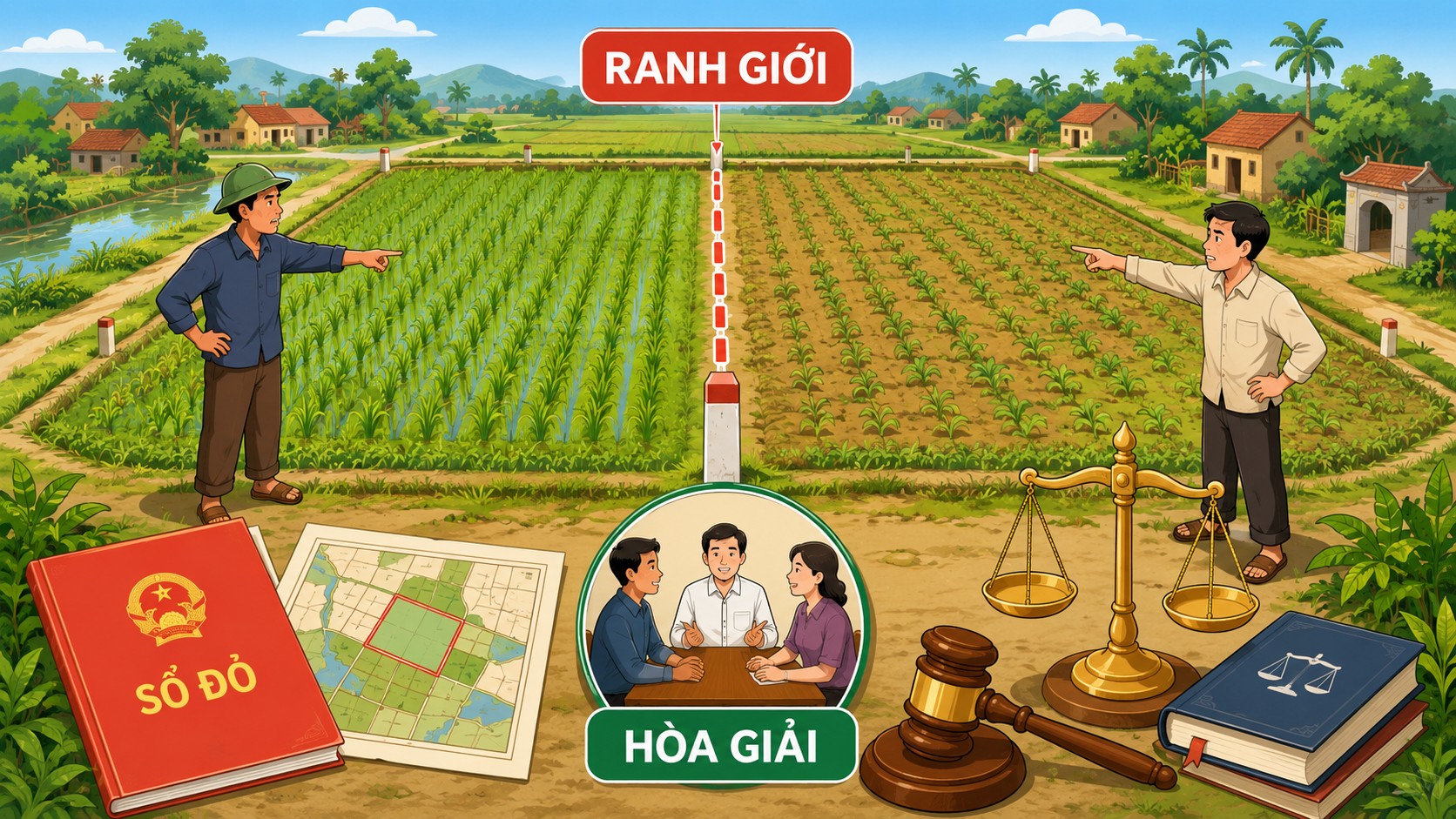 Các loại tranh chấp đất đai: ranh giới, sổ đỏ và hòa giải theo luật