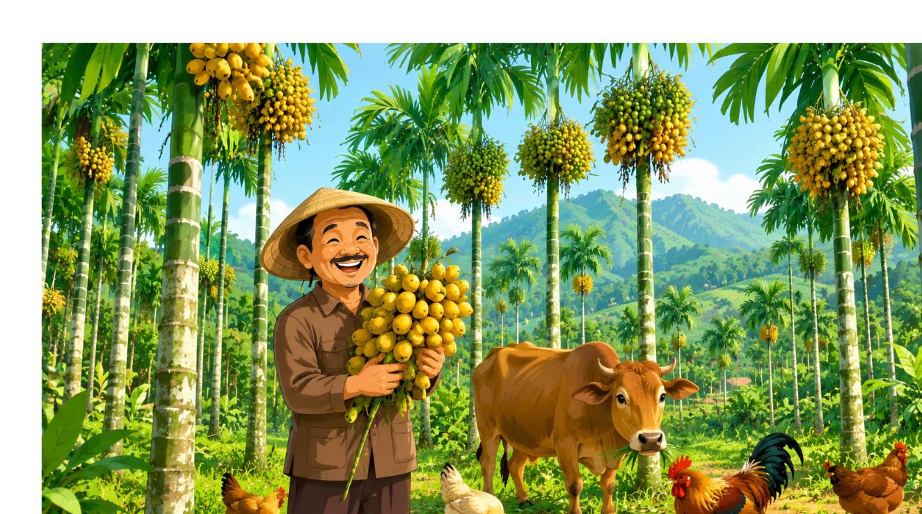 Mô hình kinh tế tuần hoàn dưới tán cau trên đất trồng cây lâu năm