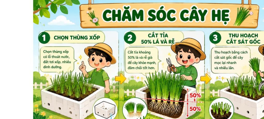 Các bước chăm sóc cây hẹ khi trồng cây hẹ tại nhà