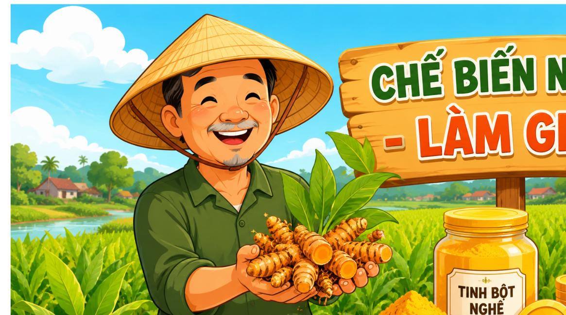 Chế biến nghệ làm giàu từ đất nông nghiệp - minh họa hoạt hình