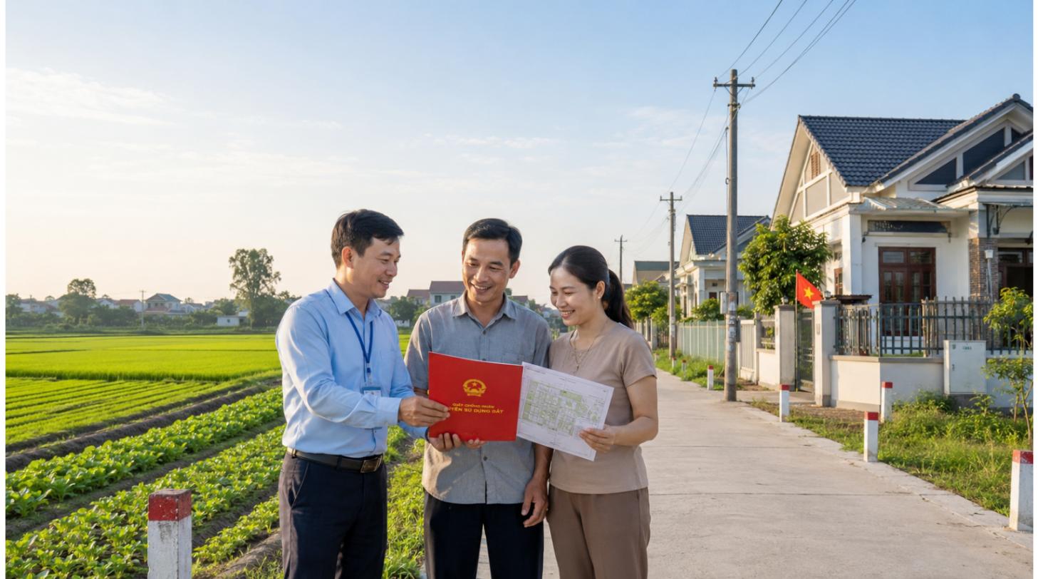 Chuyển đất nông nghiệp lên thổ cư 2026 - cán bộ hướng dẫn bà con làm sổ đỏ
