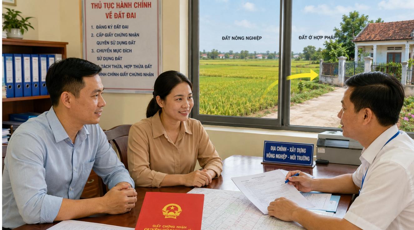 Chuyển đổi đất nông nghiệp sang đất ở - tư vấn thủ tục tại cơ quan địa chính