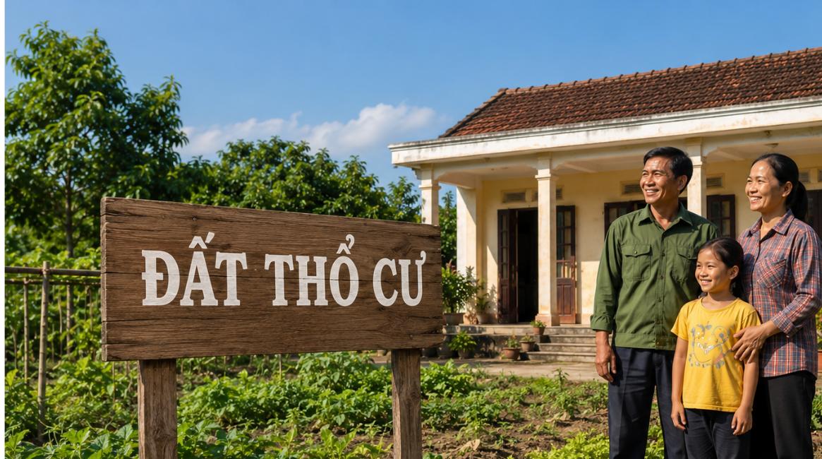 Gia đình đứng bên biển Đất Thổ Cư minh họa chuyển đổi mục đích sử dụng đất lên đất thổ cư