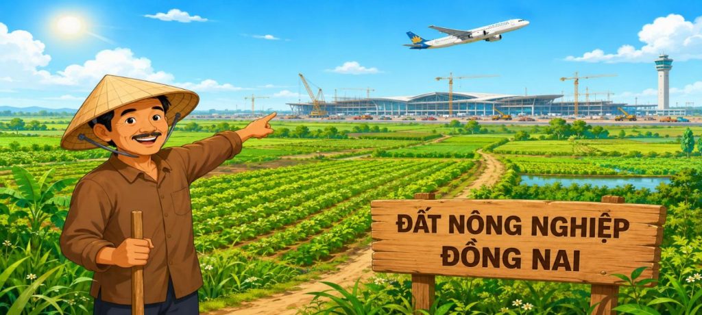 Minh họa hoạt hình đất nông nghiệp Đồng Nai và sân bay Long Thành